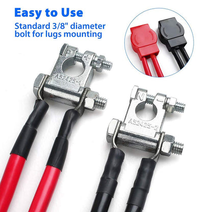 LotFancy Military Spec Battery Terminal Top Post Set, for Marine Vessels Cars Boats RVs, 1 Pair each with Cover (Positive & Negative)