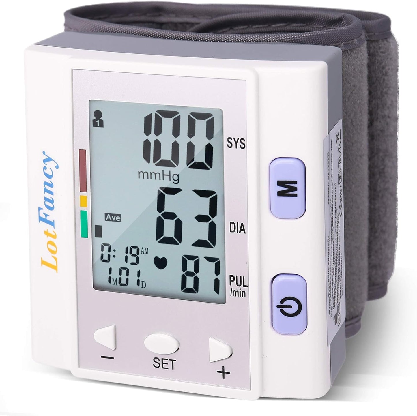 LotFancy Wrist Blood Pressure Monitor, BP Cuff, Automatic Digital Blood Pressure Machine, BP Monitor, (5.3"-8.5"), 4 Users, 120 Memory, with Large Screen