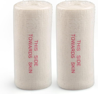 Pack of 2 White Cotton Elastic Bandage with Hook Closure on Both Ends