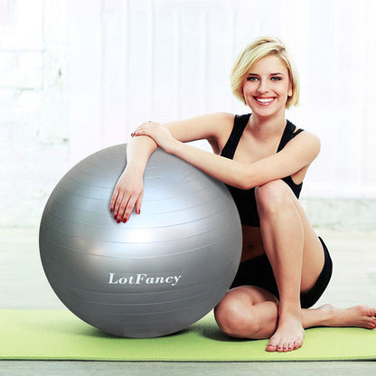 LotFancy Exercise Stability Ball with Foot Pump Fitness Balance Ball for Yoga Pilates Gym, Thick, Heavy Duty, Anti-Burst, 55cm 65cm 75cm Available