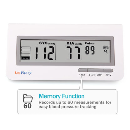 LotFancy FDA Approved Auto Digital Arm Blood Pressure Monitor,Large LCD Display,Irregular Heartbeat Detection, 60 Records,Average Latest 3 Records