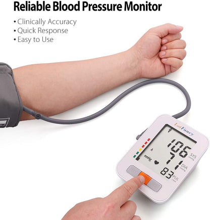 LotFancy Blood Pressure Monitor, Automatic BP Cuff Machine Kit, Digital Upper Arm Gauge Accurate Tester, BP Meter for Irregular Heart Detection – 2 User, 180 Sets Memory, M Cuff (9”-13”)