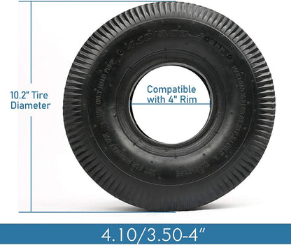 LotFancy 4.10/3.50-4” Tire, 2 Pack 10” Utility Tire for Dolly Hand Truck Garden Carts