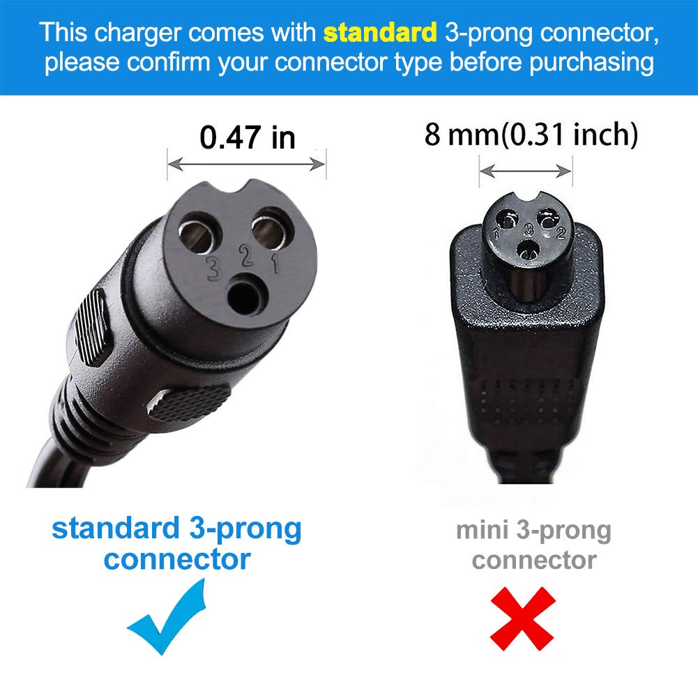 LotFancy 24V 2A Scooter Battery Charger, for Razor E300, E200, E100, E125, E150, PR200, E225S, E325S, E175, E500, CC2420 Electric Scooter, MX350 Dirt Bike, Pocket Mod, UL Listed, Fast Charge