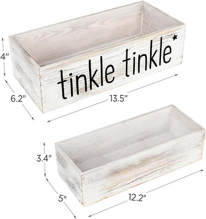 LotFancy Bathroom Decor Box 2 Pack, Wooden Back of Toilet Storage Basket, Toilet Paper Organizer for Home Décor