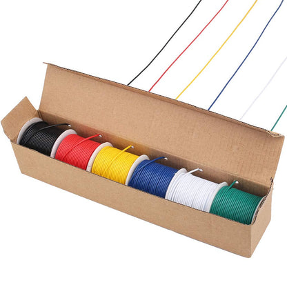 LotFancy Stranded Wire, 6 Colors (30 Feet Each) Electrical Wire, Tinned Copper Hookup Wire Kit 300V for DIY, Flexible