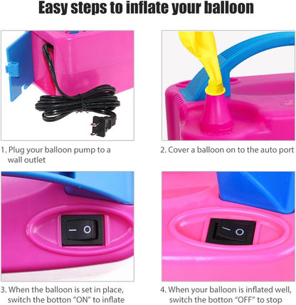 LotFancy Balloon Air Pump Electric, 110V-120V AC 600W Balloon Inflator Pump, Dual Nozzle Balloon Filler Blower for Christmas Balloon Garland Arch, Balloon Column Stand Decoration, ETL Approved