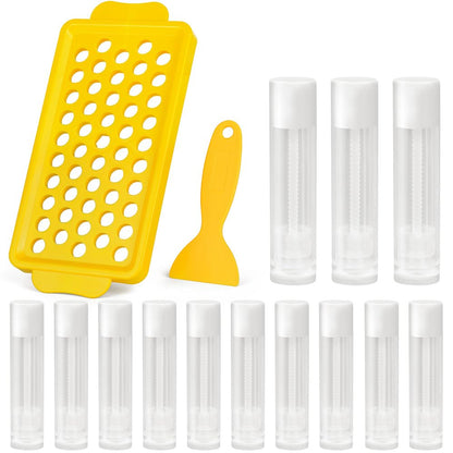 LotFancy 60 Lip Balm tubes Empty, 5.5ml (3/16 Oz) Lip Balm Container Tubes with White Caps, BPA Free & Leak Free, Refillable