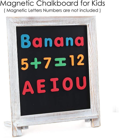 Magnetic Chalkboard Sign, Wood Framed Blackboard, Rustic Chalk Board Easel for Menu Kitchen Wedding Farmhouse Décor, Tabletop or Wall Hanging Display