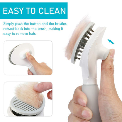 Prime Pets Dog Cat Brush and Nail Clipper, Self-Cleaning Slicker Brush for Shedding and Grooming, Remove Mats, Loose Undercoat or Tangled Hair, for Short or Long Hair Pets