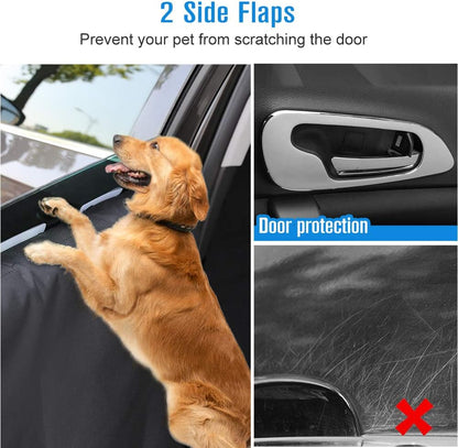 LotFancy Dog Seat Cover with Seat Belt, Pet Seat Covers with Side Flaps, 100% Waterproof Dog Back Seat Covers for Cars/Trucks/SUVs, Scratch Proof & Nonslip Black Car Seat Cover & Hammock