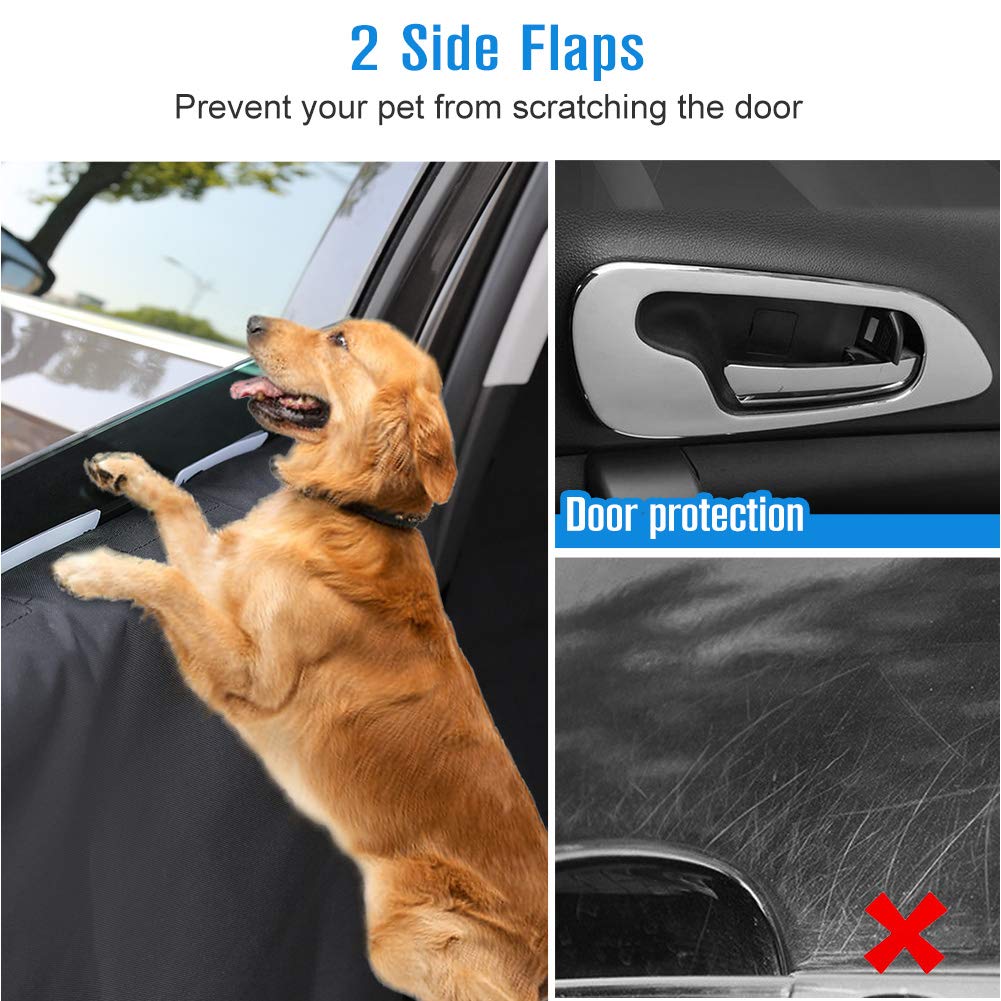 LotFancy Dog Seat Cover with Seat Belt, Pet Seat Covers with Side Flaps, 100% Waterproof Dog Back Seat Covers for Cars/Trucks/SUVs, Scratch Proof & Nonslip Black Car Seat Cover & Hammock