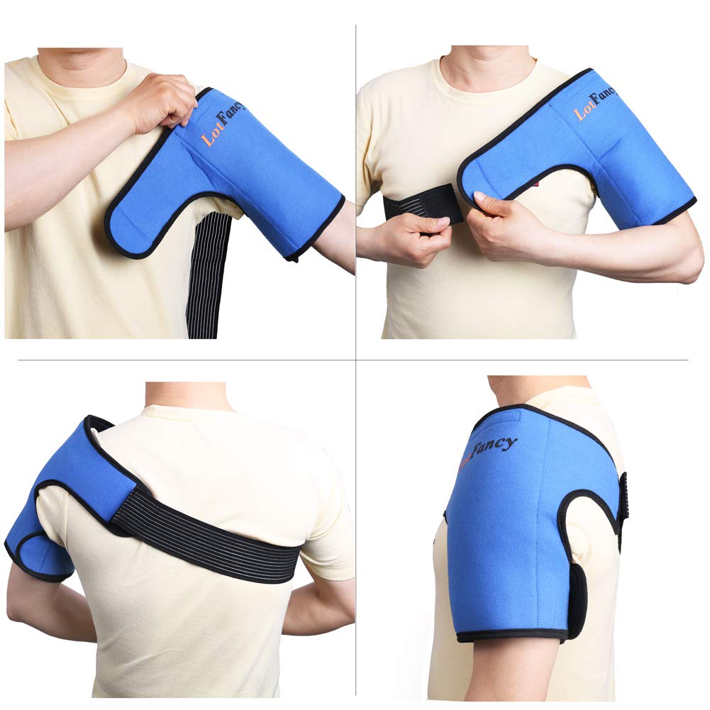 Shoulder Ice Pack Wrap by LotFancy - Ideal Hot Cold Therapy for Injuries/Sprains Sore/Muscle and Joint Pain