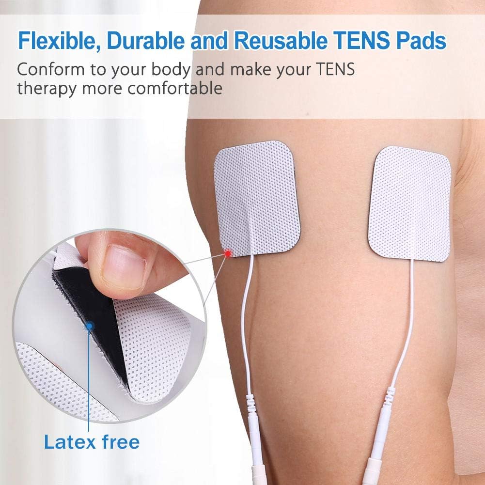 TENS Unit Replacement Pads 2”x2”, 20 Pcs TENS Electrode Pads for Electrotherapy, Self-Adhesive TENS Pads for EMS Muscle Stimulation Machine, Reusable, Latex-Free