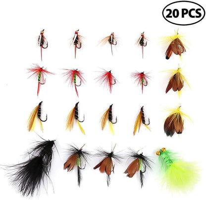 LotFancy 20 Pcs Fly Fishing Flies, Dry/Wet Flies, Nymph Flies, Wooly Bugger Flies, Streamers, Emergers, Caddis Fly Assortment for Trout Bass Salmon