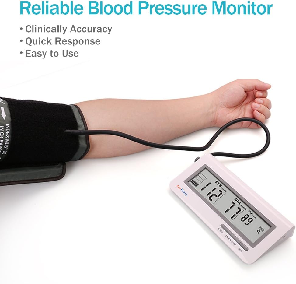 LotFancy FDA Approved Auto Digital Arm Blood Pressure Monitor,Large LCD Display,Irregular Heartbeat Detection, 60 Records,Average Latest 3 Records