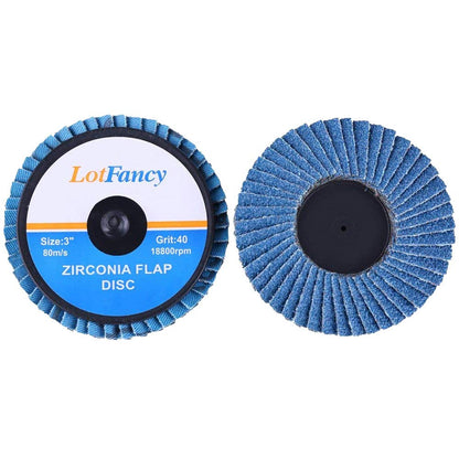 3 Inch 40 Grit Flap Disc, 10PCS Flat Grinding Wheels, Roll Lock Sanding Disc, High Density Zirconia Alumina Abrasive, Type 27, by LotFancy