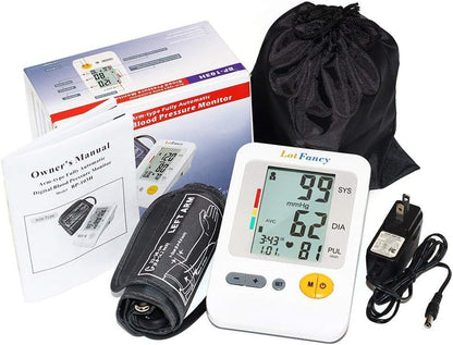 LotFancy Blood Pressure Monitor, Automatic Upper Arm BP Cuff 8.7-14.2” Machine Kit, Accurate Digital BP Gauge, Dual Power Home Heartbeat Meter, 4 User, 120 Readings Memory, Large LCD Display