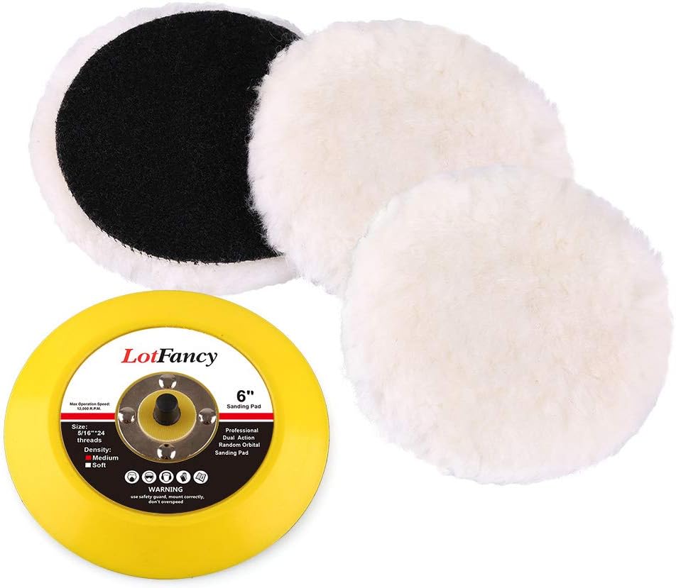 LotFancy Lambs Wool Hook and Loop Polishing Pad