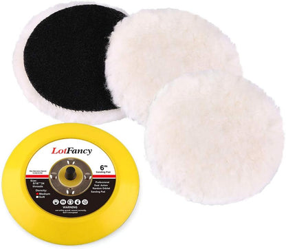 LotFancy Lambs Wool Hook and Loop Polishing Pad