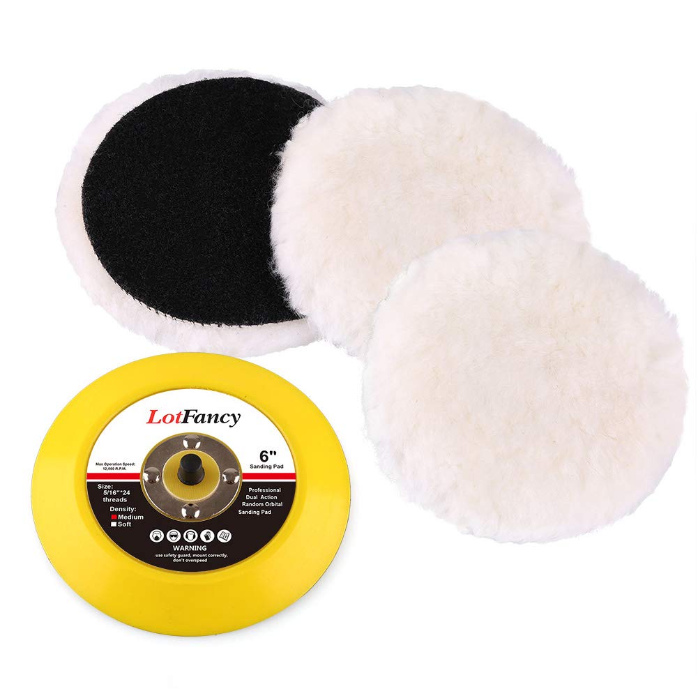 LotFancy Lambs Wool Hook and Loop Polishing Pad