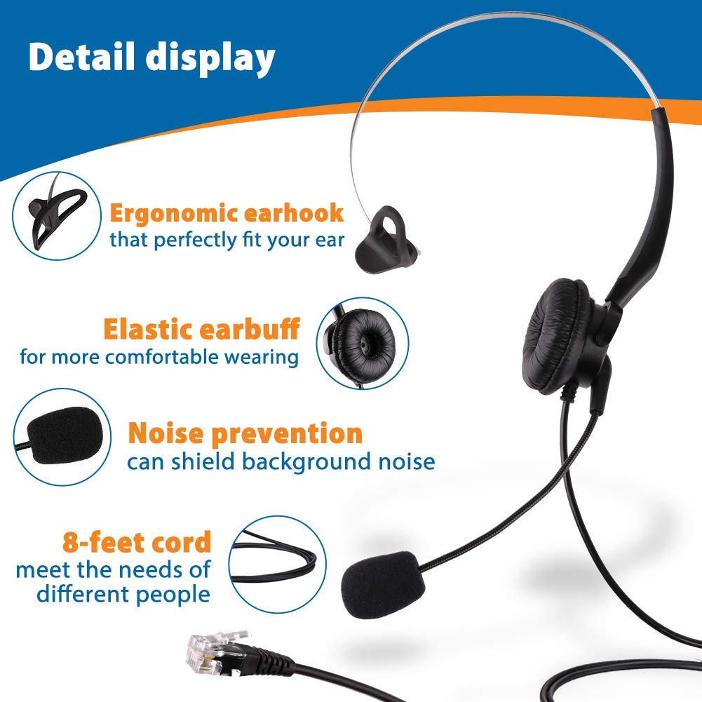 LotFancy Telephone Headset with Microphone