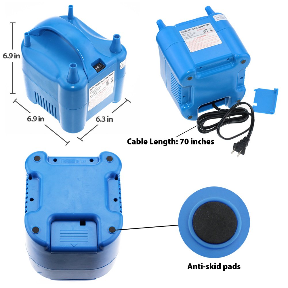 LotFancy 680W High Power Electric Balloon Pump, 110V-120V Balloon Inflator Pump for Party Decoration, Portable, Dual Nozzle Air Balloon Filler Machine, Fast & Efficient