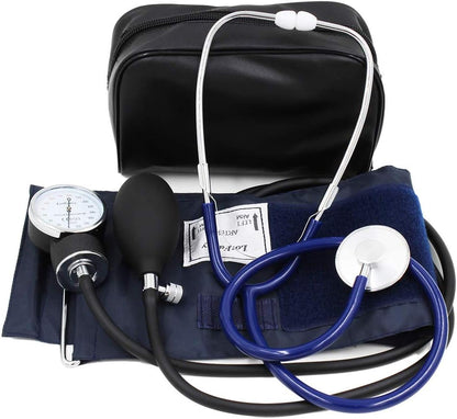 Aneroid Sphygmomanometer, LotFancy Manual Blood Pressure Cuff, BP Stethoscope Kit with Adult Size Cuff (10”-16"), Carrying Case Calibrator Included