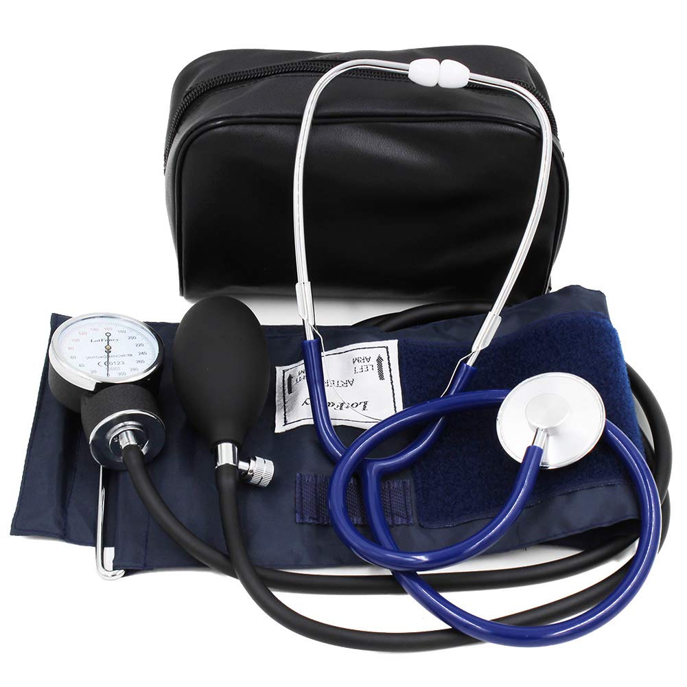 Aneroid Sphygmomanometer, LotFancy Manual Blood Pressure Cuff, BP Stethoscope Kit with Adult Size Cuff (10”-16"), Carrying Case Calibrator Included