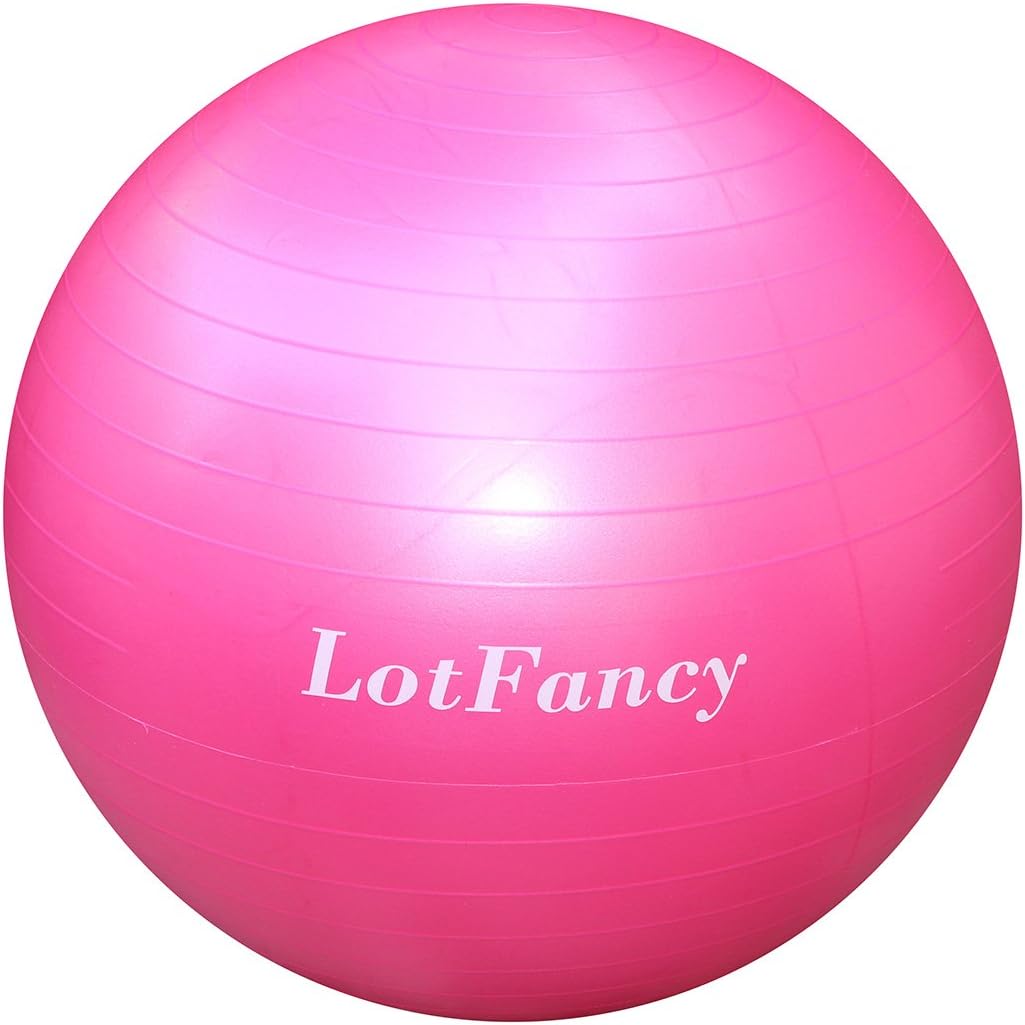 LotFancy Exercise Stability Ball with Foot Pump Fitness Balance Ball for Yoga Pilates Gym, Thick, Heavy Duty, Anti-Burst, 55cm 65cm 75cm Available