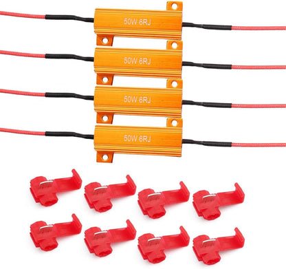 LotFancy Load Resistors 50W 6ohm, 4 Pack, Fix LED Bulb Fast Hyper Flash, Turn Signal Blink Error Code, LED License Plate Lights