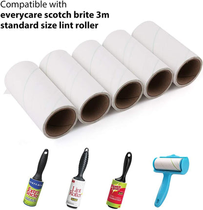 LotFancy 300 Sheets Lint Roller Refill, Extra Sticky Pet Hair Remover Refills for Home, Car, Furniture, Carpet, 5 Pack (60 Sheets per Refill), Resuable