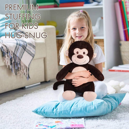 LotFancy Monkey Stuffed Animal, Soft Cuddly Stuffed Monkey, Cute Stuffed Animal Plush Toy for Kids, Great Birthday Christmas Thanksgiving Gift for Toddlers Newborn Registry or Baby Shower