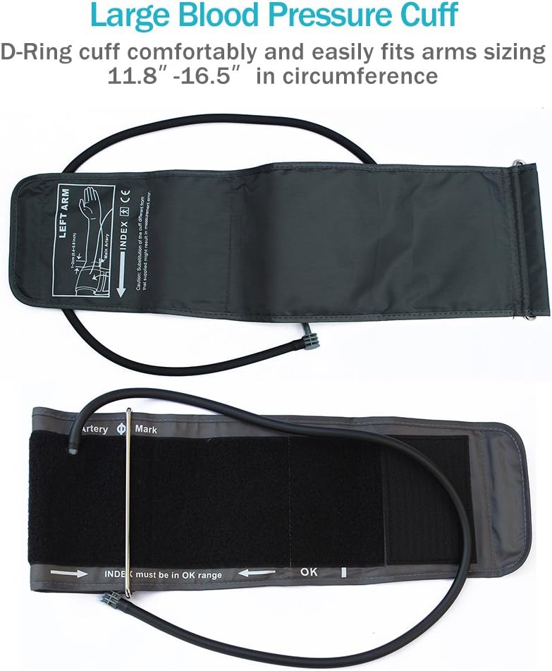 LotFancy Blood Pressure Monitor Upper Arm Large Cuff 11.8-16.5”, Accurate Digital BP Gauge Machine, Dual Power Home Heartbeat Meter, 4 User, 120 Readings Memory, Large LCD Display