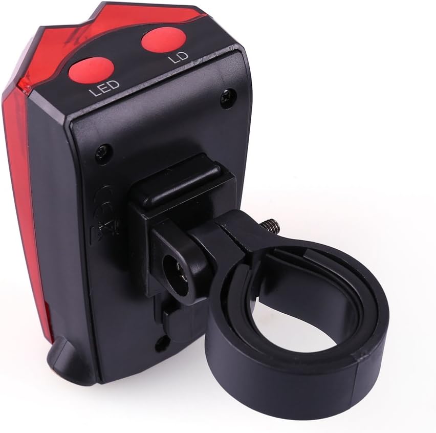 Bike Tail Light by LotFancy - Bicycle Rear Light for Lane Safety - 5 LED & 2 Laser Beam for Cycling Riding Warning