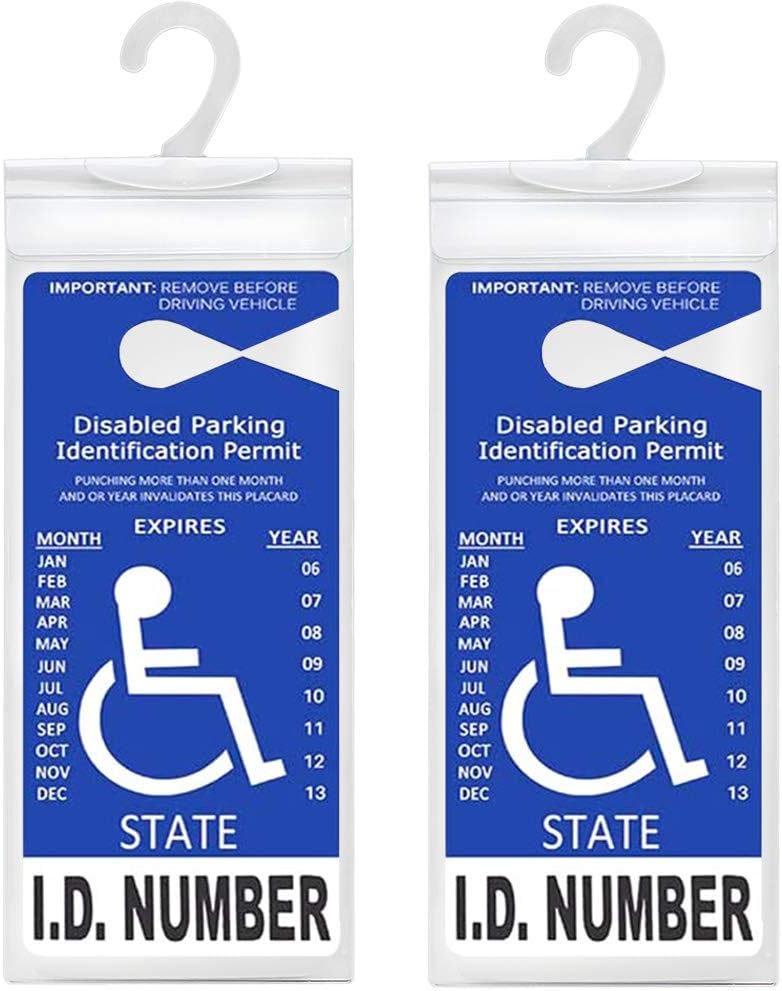LotFancy Handicap Placard Holder- 10.6" x 5", Ultra Transparent Disabled Parking Placard Protector Hanger Sleeve - Pack of 2, with Plastic Large Hanger