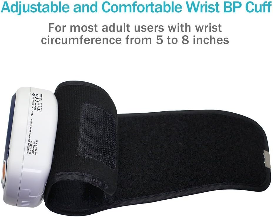 LotFancy Wrist Blood Pressure Monitor, Wrist BP Cuff (5”-8”), 60 Reading Memory, Automatic Digital Blood Pressure Machine, Home BP Gauge for Irregular Heartbeat Detection PMT