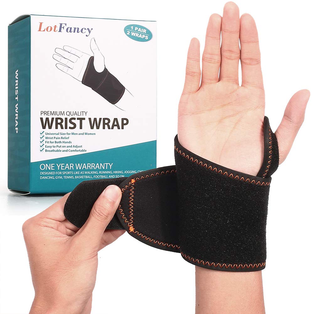 LotFancy 1 Pair Wrist Brace for Carpal Tunnel for Women Men, Wrist Support, Adjustable Wrap for Tendonitis, Arthritis, Sprained Wrist Pain Relief, Neoprene Wrist Stabilizer with Thumb Loop Design