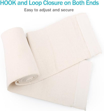 Pack of 2 White Cotton Elastic Bandage with Hook Closure on Both Ends