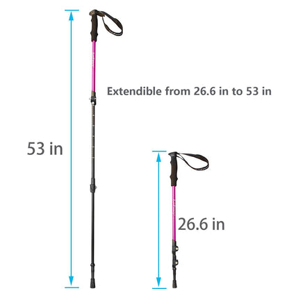 LotFancy Hiking Trekking Poles Ultralight Walking Sticks for Men Women, Tungsten Steel Spike Tip, Extra Rubber Tips Baskets Included (Pack of 2, Purple)