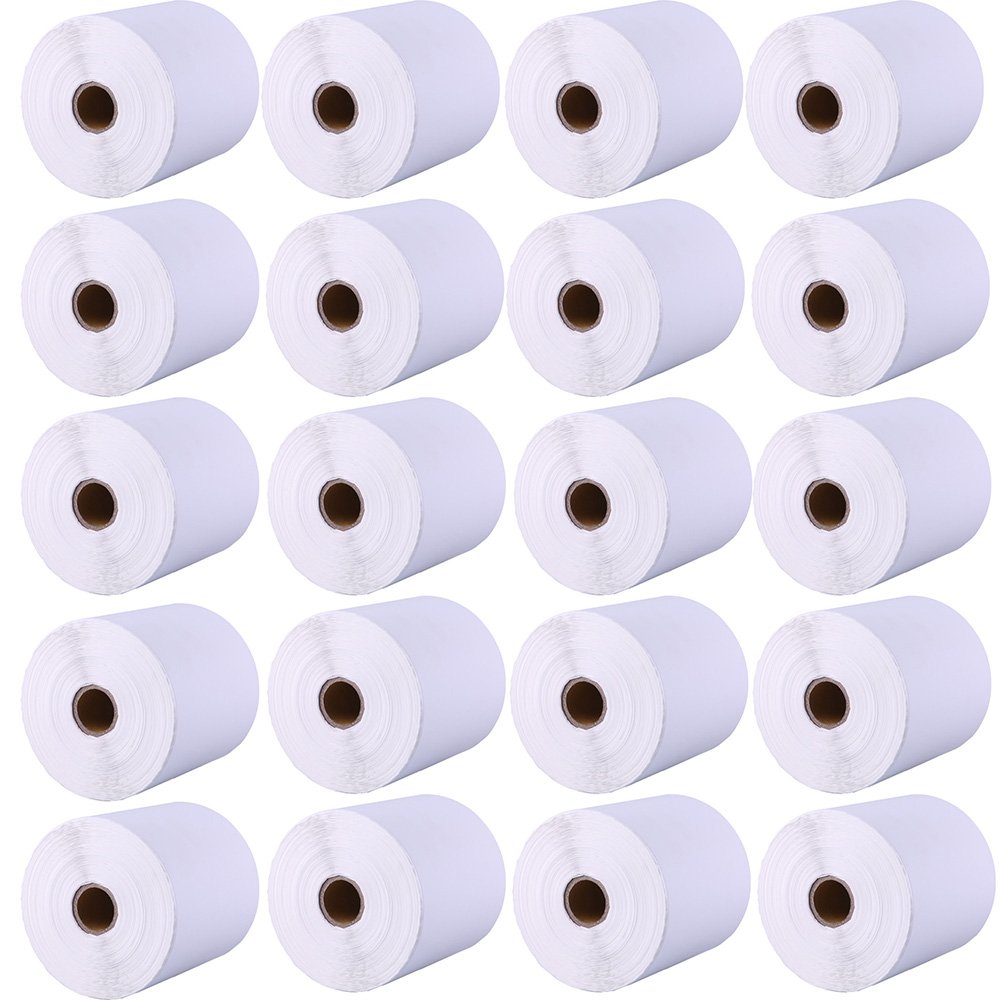 White Blank Postage Mailing Labels, Permanent Adhesive, 20 Rolls, 5000 Labels