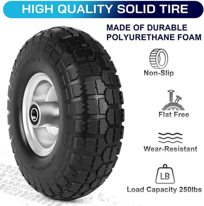 LotFancy 4.10/3.50-4” Tire, 2 Pack 10” Utility Tire for Dolly Hand Truck Garden Carts