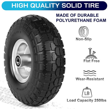 LotFancy 4.10/3.50-4” Tire, 2 Pack 10” Utility Tire for Dolly Hand Truck Garden Carts