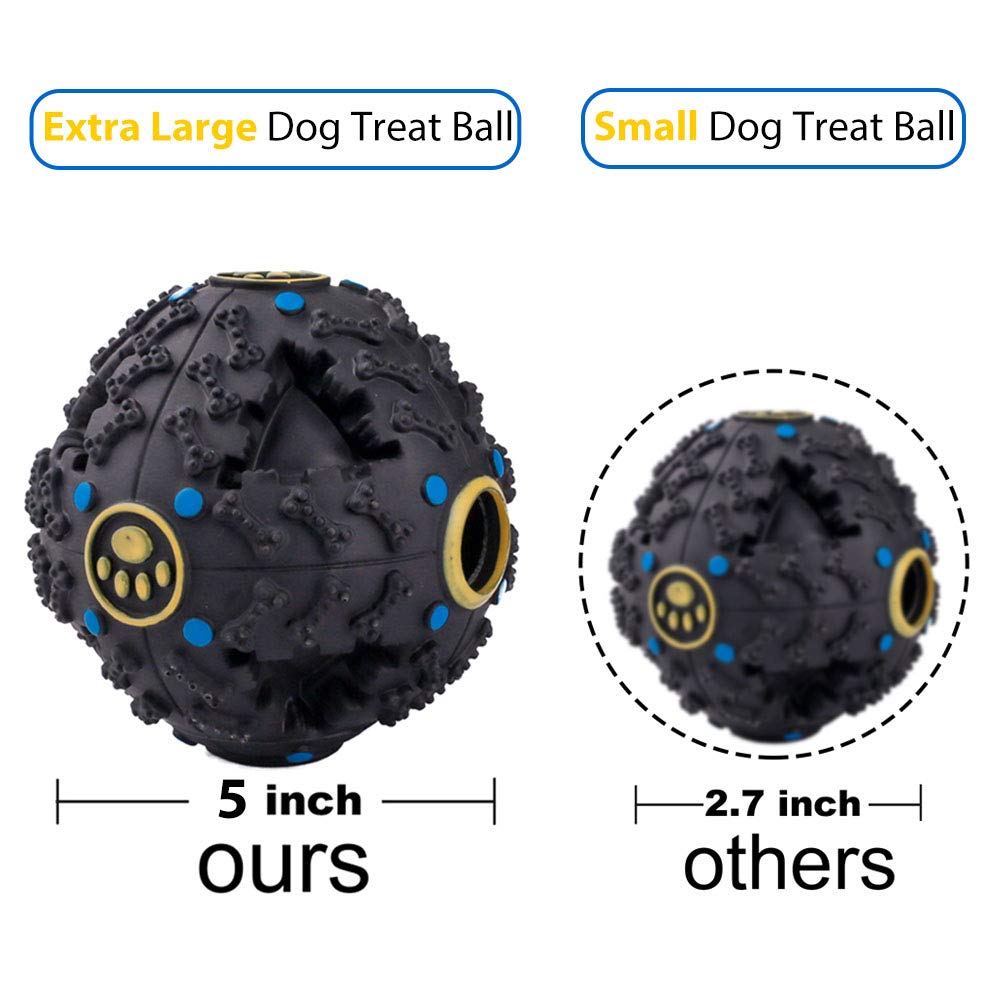 2 PCS Dog Treat Ball, Interactive Food Treat Dispensing Dog Toys, Dog Squeaky Balls, Dog Puzzle Toys, Non-Toxic Natural Rubber Dog Chew Ball Toys for Puppy Dog Tooth Cleaning