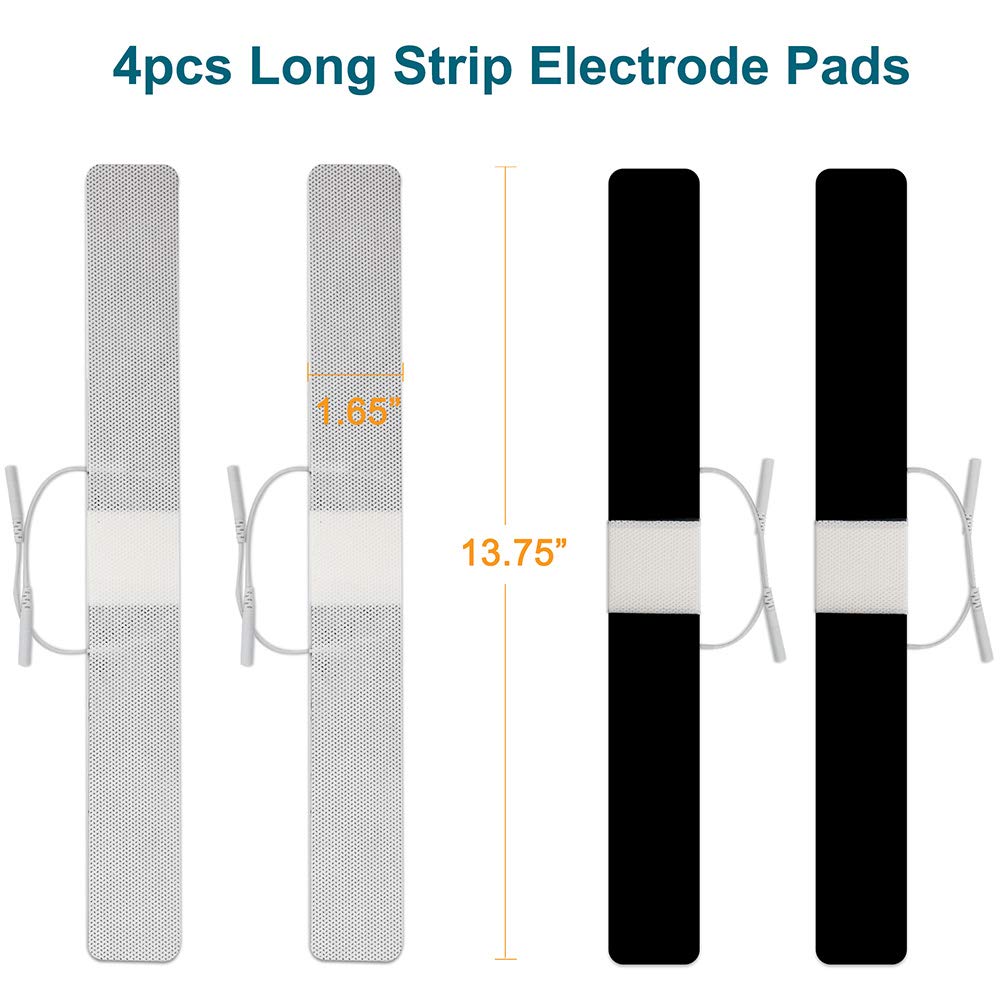 LotFancy TENS Unit Pads 1.65"x13.75", 4Pcs Electrode Pads Long Strip Shape, Tens Unit Replacement Pads for Electrotherapy