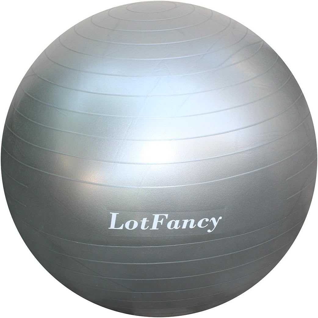 LotFancy Exercise Stability Ball with Foot Pump Fitness Balance Ball for Yoga Pilates Gym, Thick, Heavy Duty, Anti-Burst, 55cm 65cm 75cm Available
