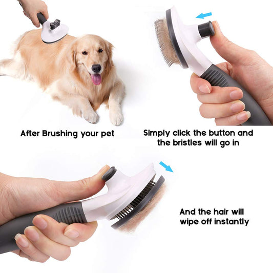 3 in 1 Dog Grooming Brush Kit, Set of 3 Cat Nail Clippers, Cat Comb, Self Cleaning Slicker Brush, Professional Pet Grooming Kit for Cats, Puppy, Bunny