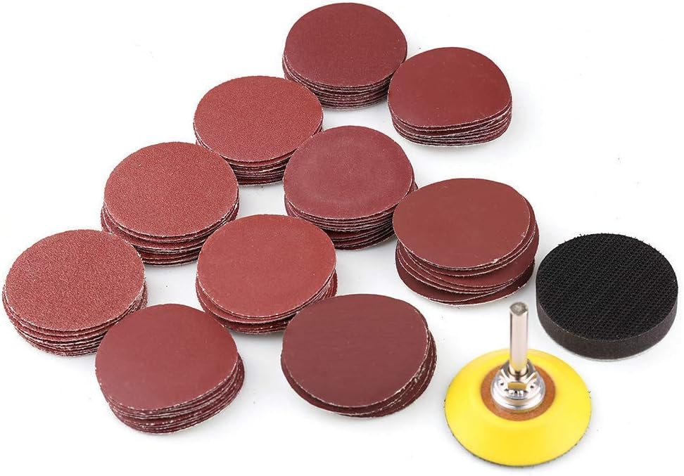 2 Inch Sanding Discs Kit, 100PCS 60-3000 Grit Sandpaper with 1/4" Shank Backing Plate and Soft Foam Buffering Pad, for Drill Grinder Rotary Tool, Hook and Loop Sand Paper Assortment Pack