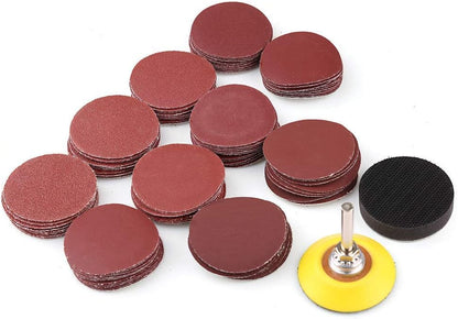 2 Inch Sanding Discs Kit, 100PCS 60-3000 Grit Sandpaper with 1/4" Shank Backing Plate and Soft Foam Buffering Pad, for Drill Grinder Rotary Tool, Hook and Loop Sand Paper Assortment Pack