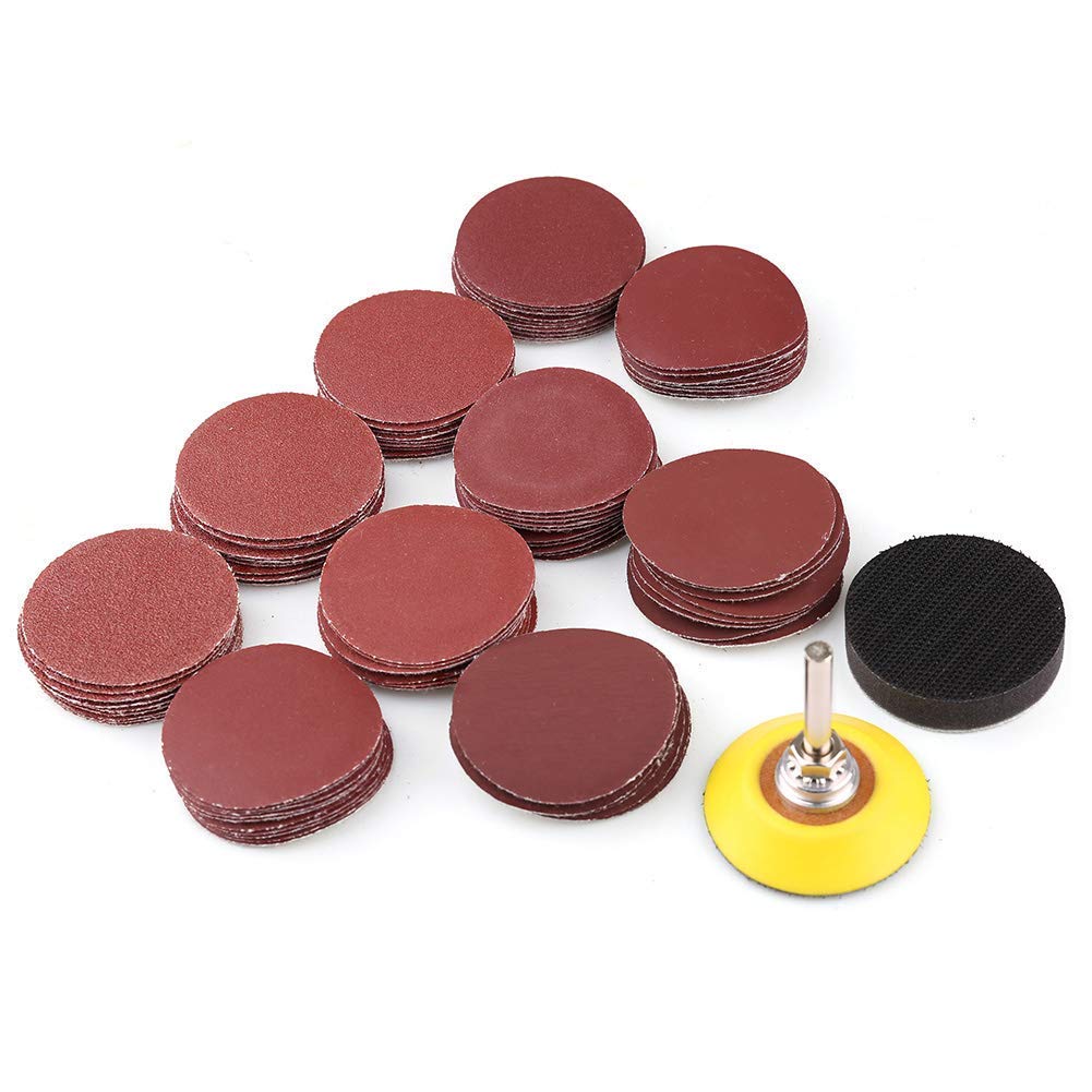 2 Inch Sanding Discs Kit, 100PCS 60-3000 Grit Sandpaper with 1/4" Shank Backing Plate and Soft Foam Buffering Pad, for Drill Grinder Rotary Tool, Hook and Loop Sand Paper Assortment Pack